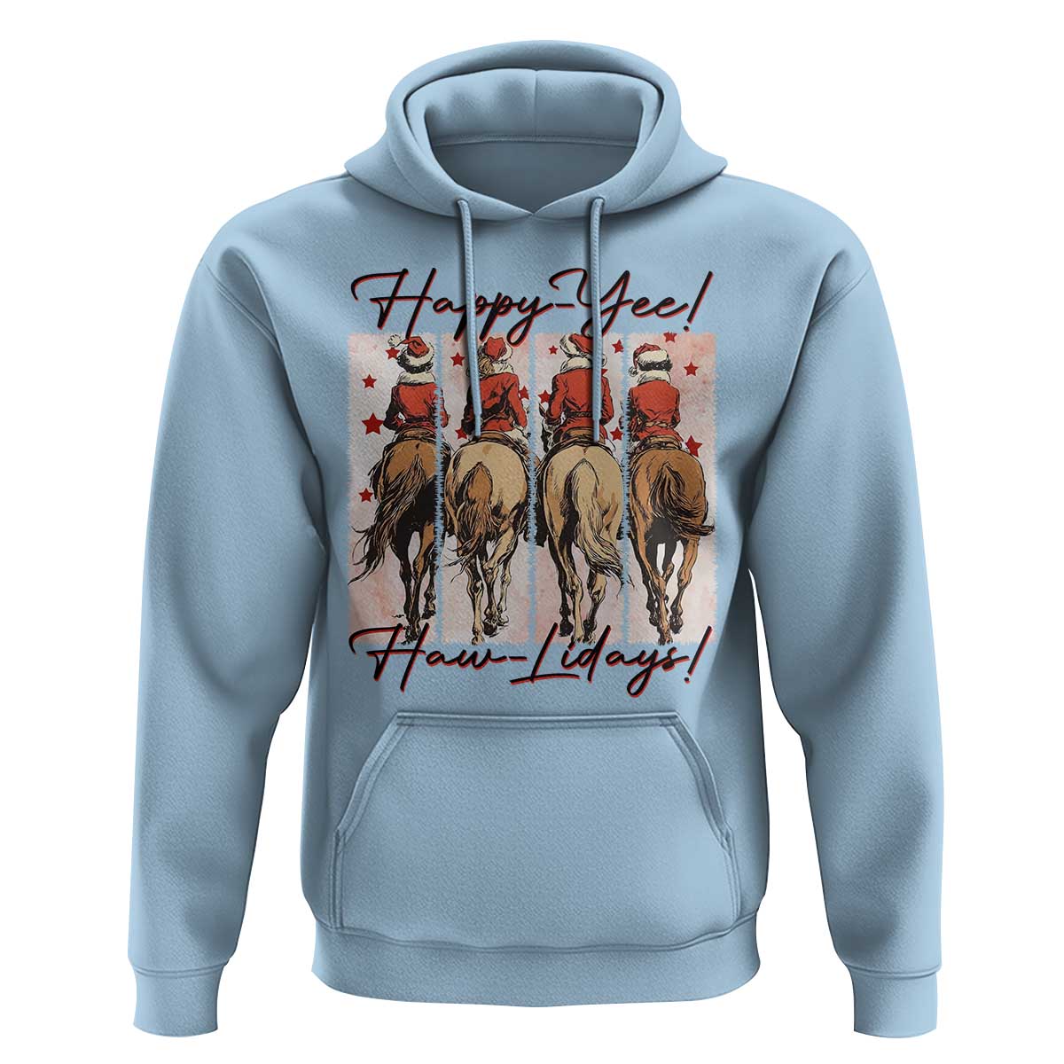 Happy Yee Haw Lidays Hoodie Western Christmas Horse Rider Cowgirl Gift - Wonder Print Shop