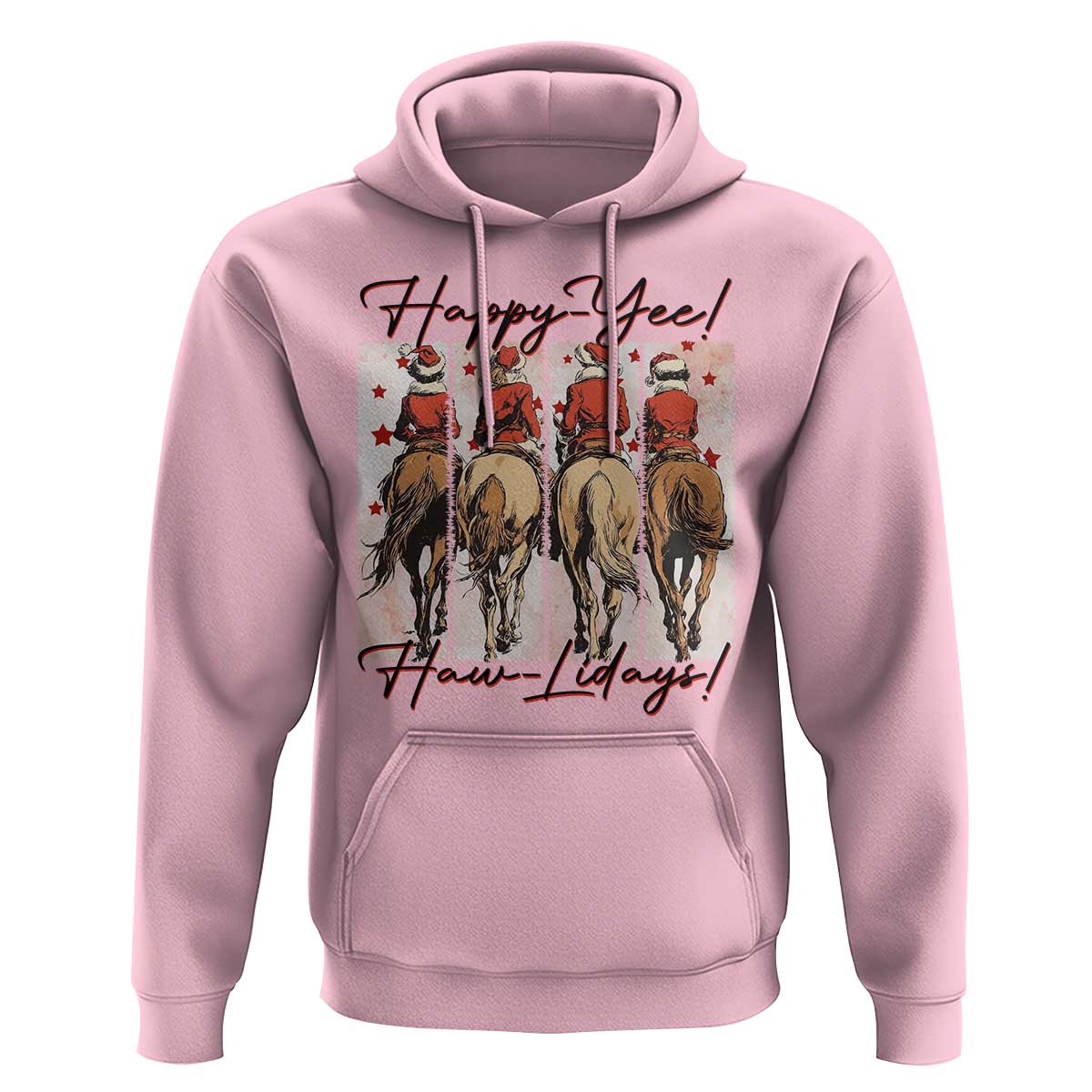Happy Yee Haw Lidays Hoodie Western Christmas Horse Rider Cowgirl Gift - Wonder Print Shop