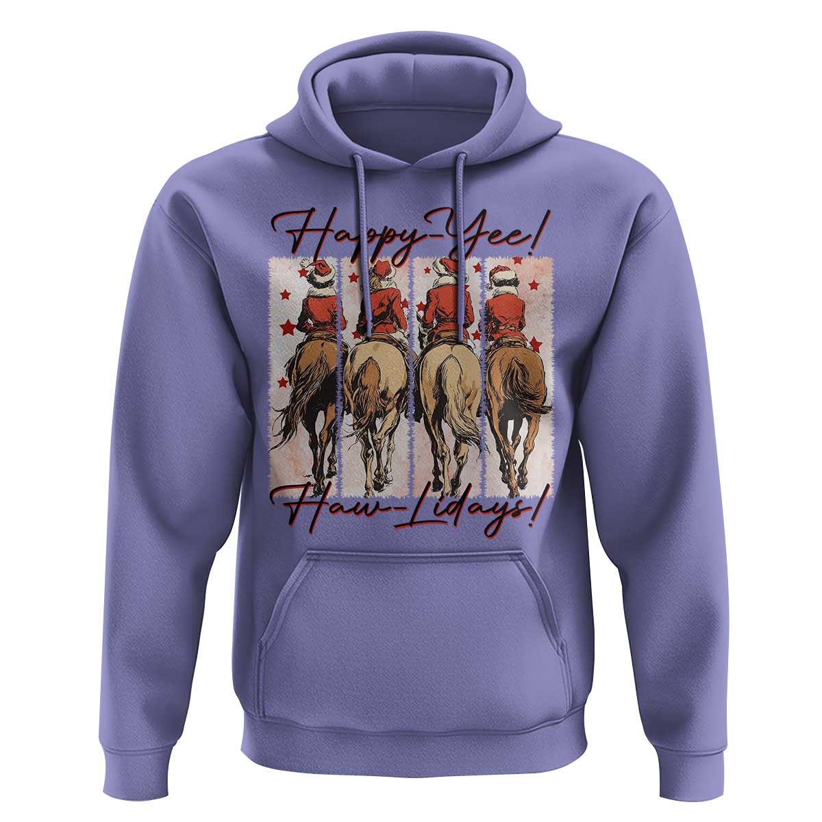 Happy Yee Haw Lidays Hoodie Western Christmas Horse Rider Cowgirl Gift - Wonder Print Shop