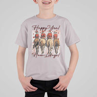 Happy Yee Haw Lidays T Shirt For Kid Western Christmas Horse Rider Cowgirl Gift - Wonder Print Shop