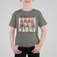 Happy Yee Haw Lidays T Shirt For Kid Western Christmas Horse Rider Cowgirl Gift - Wonder Print Shop