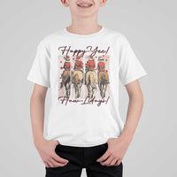 Happy Yee Haw Lidays T Shirt For Kid Western Christmas Horse Rider Cowgirl Gift - Wonder Print Shop