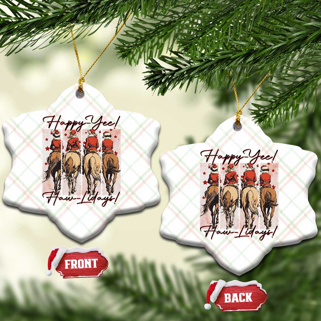 Happy Yee Haw Lidays Ceramic Ornament Western Christmas Horse Rider Cowgirl Gift - Wonder Print Shop