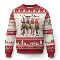 Happy Yee Haw Lidays Ugly Christmas Sweater Western Xmas Horse Rider Cowgirl Gift - Wonder Print Shop