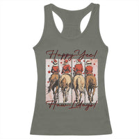Happy Yee Haw Lidays Racerback Tank Top Western Christmas Horse Rider Cowgirl Gift - Wonder Print Shop