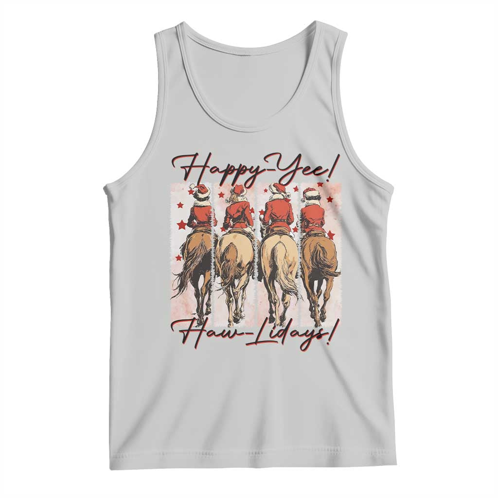 Happy Yee Haw Lidays Tank Top Western Christmas Horse Rider Cowgirl Gift - Wonder Print Shop