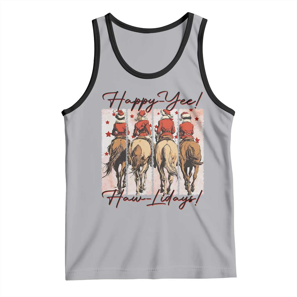 Happy Yee Haw Lidays Tank Top Western Christmas Horse Rider Cowgirl Gift - Wonder Print Shop