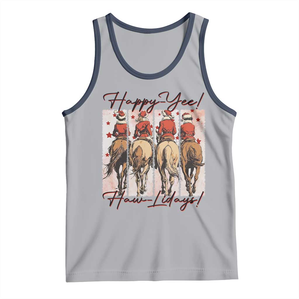 Happy Yee Haw Lidays Tank Top Western Christmas Horse Rider Cowgirl Gift - Wonder Print Shop