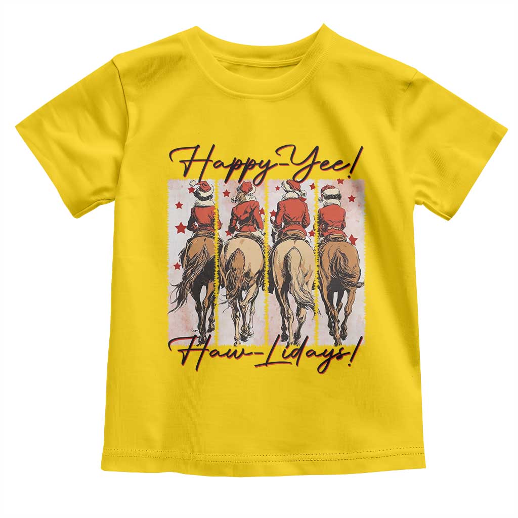 Happy Yee Haw Lidays Toddler T Shirt Western Christmas Horse Rider Cowgirl Gift - Wonder Print Shop
