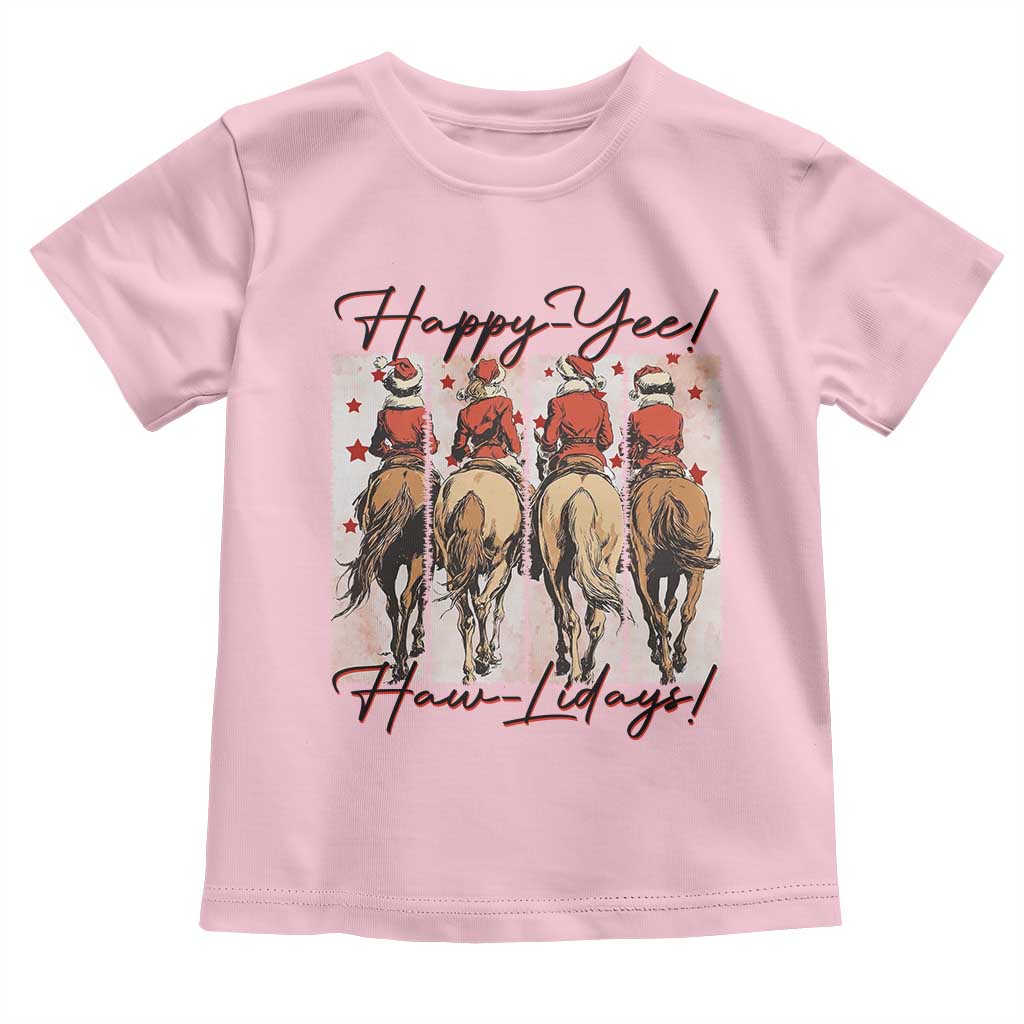 Happy Yee Haw Lidays Toddler T Shirt Western Christmas Horse Rider Cowgirl Gift - Wonder Print Shop