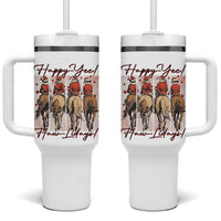 Happy Yee Haw Lidays Tumbler With Handle Western Christmas Horse Rider Cowgirl Gift - Wonder Print Shop