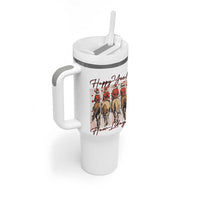 Happy Yee Haw Lidays Tumbler With Handle Western Christmas Horse Rider Cowgirl Gift - Wonder Print Shop
