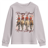 Happy Yee Haw Lidays Youth Sweatshirt Western Christmas Horse Rider Cowgirl Gift - Wonder Print Shop