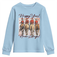 Happy Yee Haw Lidays Youth Sweatshirt Western Christmas Horse Rider Cowgirl Gift - Wonder Print Shop