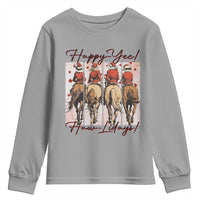 Happy Yee Haw Lidays Youth Sweatshirt Western Christmas Horse Rider Cowgirl Gift - Wonder Print Shop