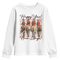 Happy Yee Haw Lidays Youth Sweatshirt Western Christmas Horse Rider Cowgirl Gift - Wonder Print Shop