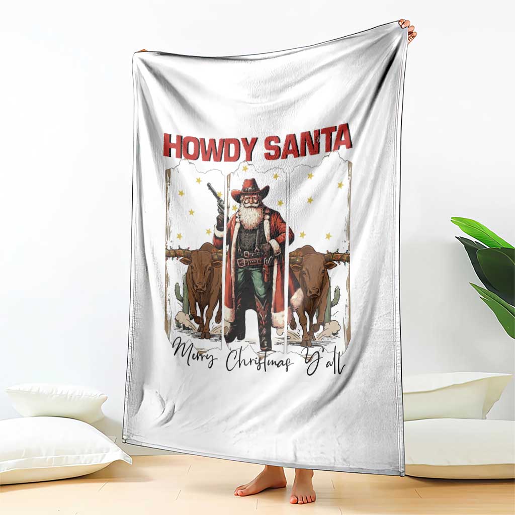 Howdy Santa Merry Christmas Y'all Throw Blanket Funny Western Bull Riding - Wonder Print Shop