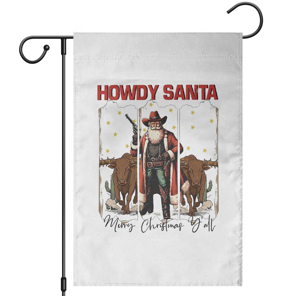 Howdy Santa Merry Christmas Y'all Garden Flag Funny Western Bull Riding - Wonder Print Shop