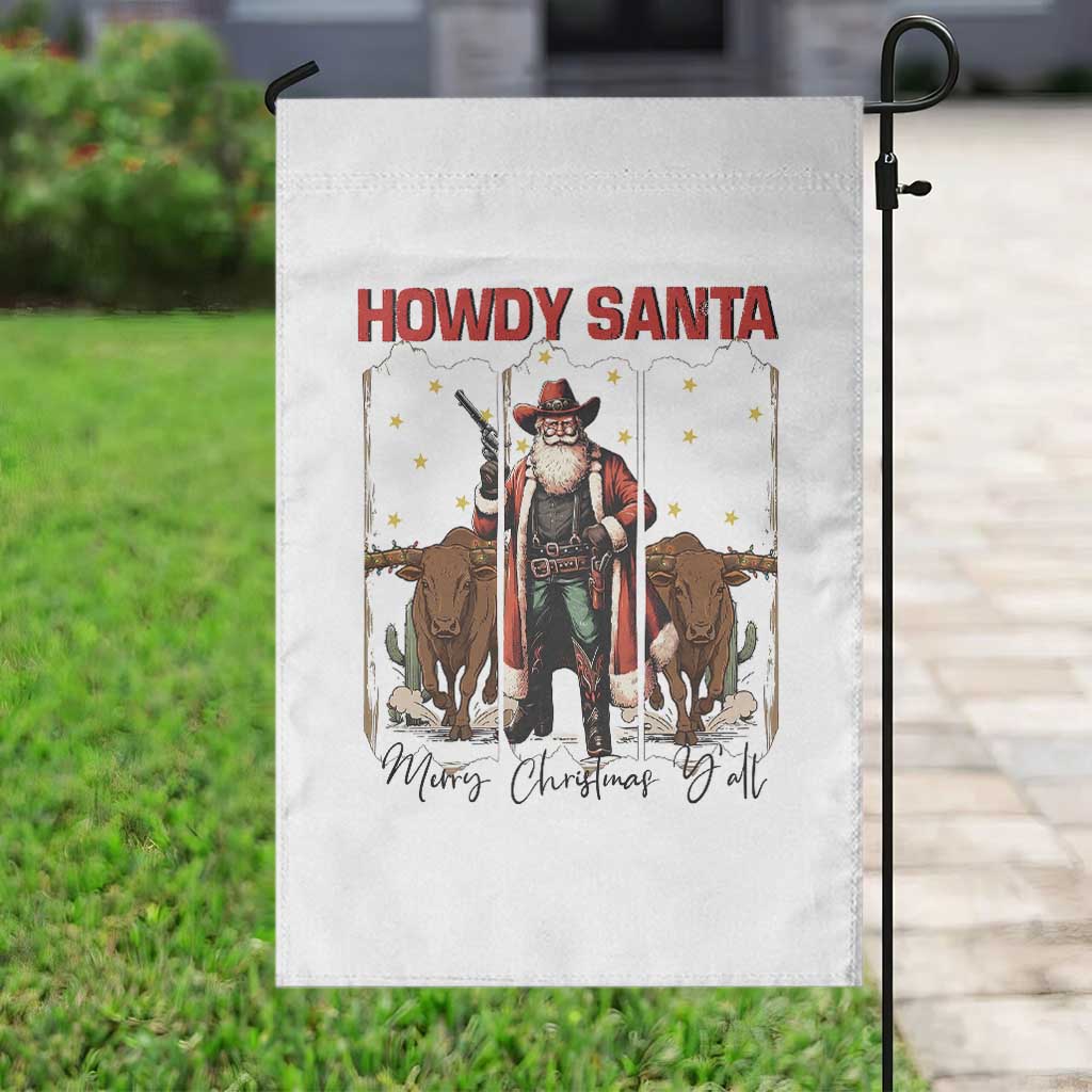 Howdy Santa Merry Christmas Y'all Garden Flag Funny Western Bull Riding - Wonder Print Shop