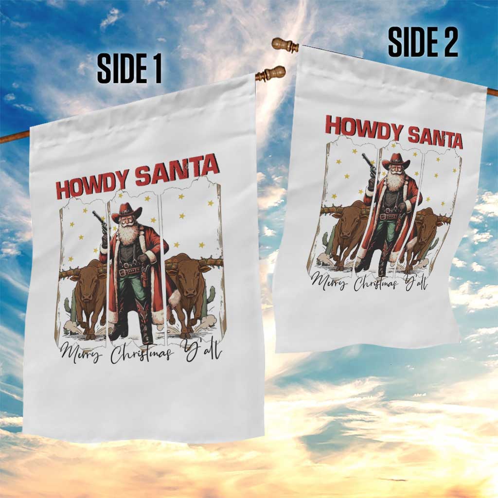 Howdy Santa Merry Christmas Y'all Garden Flag Funny Western Bull Riding - Wonder Print Shop