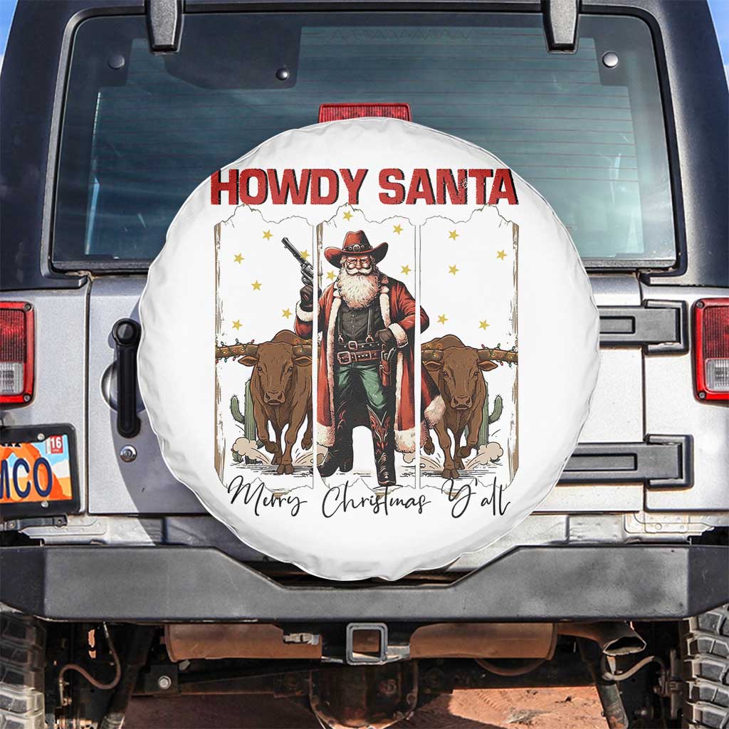 Howdy Santa Merry Christmas Y'all Spare Tire Cover Funny Western Bull Riding - Wonder Print Shop