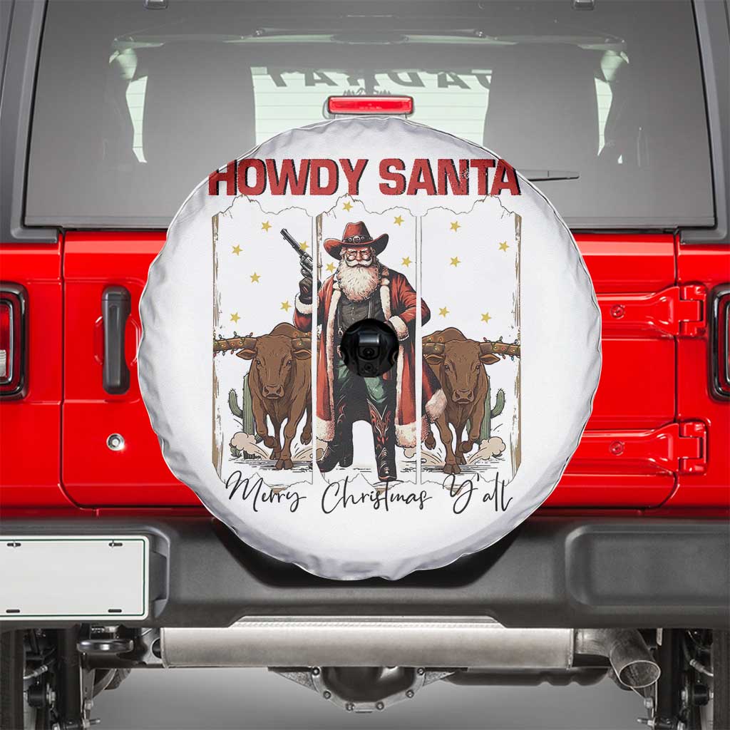 Howdy Santa Merry Christmas Y'all Spare Tire Cover Funny Western Bull Riding - Wonder Print Shop