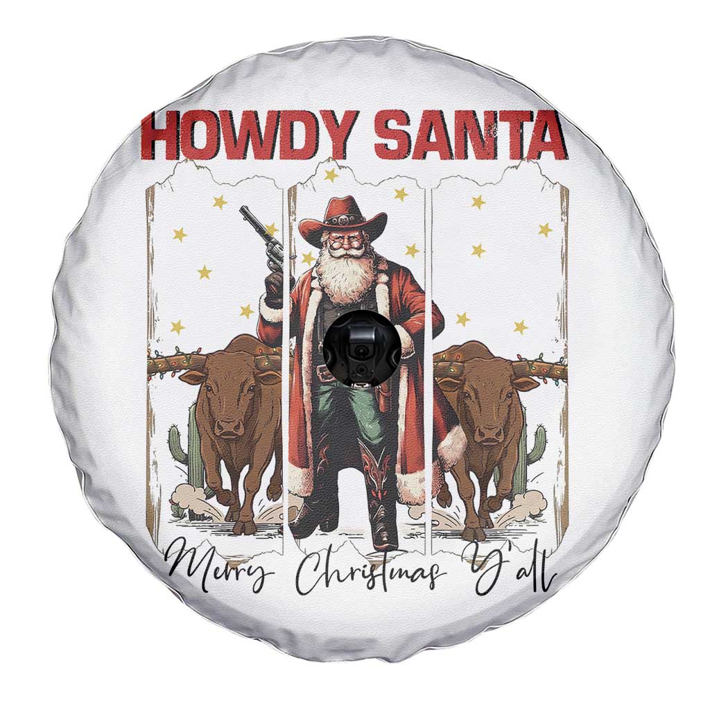 Howdy Santa Merry Christmas Y'all Spare Tire Cover Funny Western Bull Riding - Wonder Print Shop