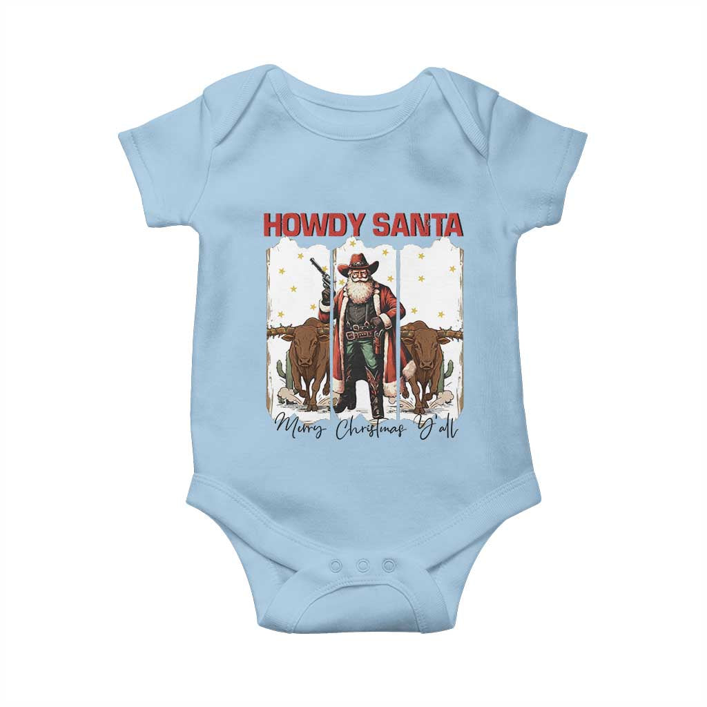 Howdy Santa Merry Christmas Y'all Baby Onesie Funny Western Bull Riding - Wonder Print Shop