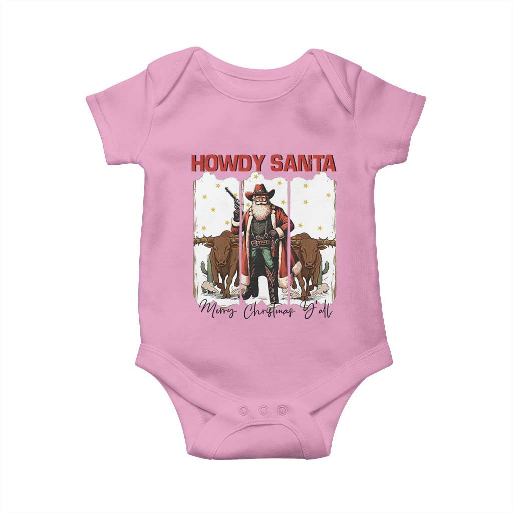Howdy Santa Merry Christmas Y'all Baby Onesie Funny Western Bull Riding - Wonder Print Shop