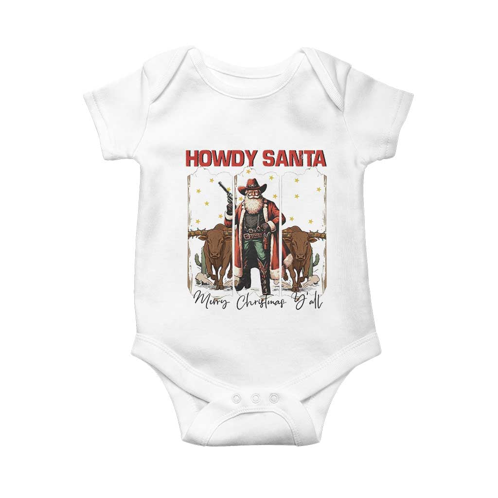Howdy Santa Merry Christmas Y'all Baby Onesie Funny Western Bull Riding - Wonder Print Shop
