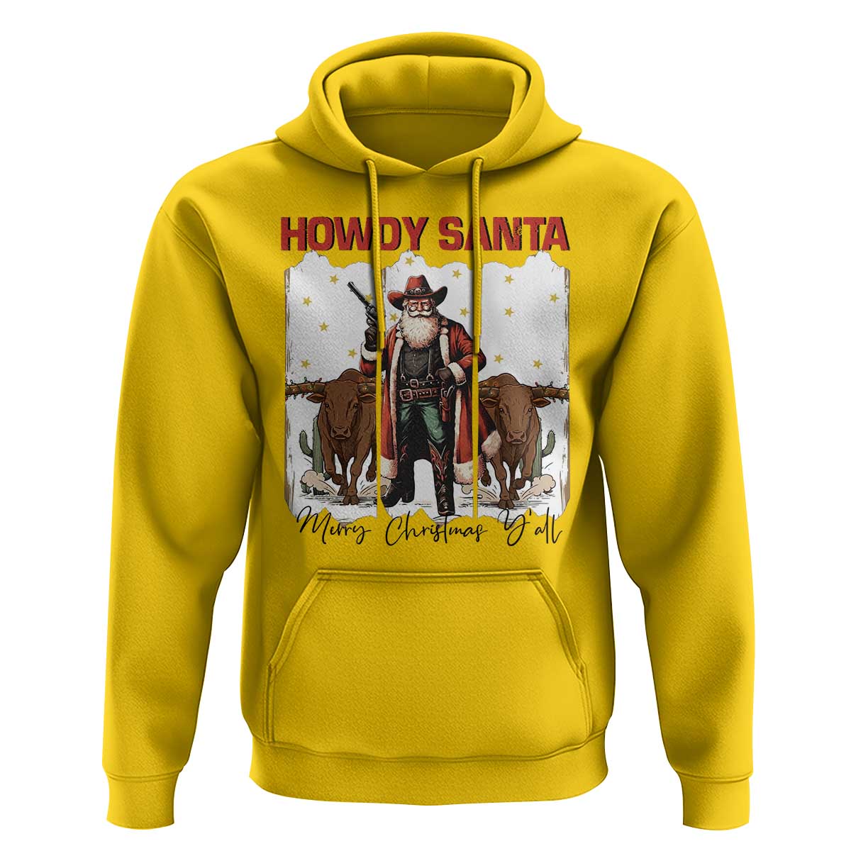 Howdy Santa Merry Christmas Y'all Hoodie Funny Western Bull Riding - Wonder Print Shop