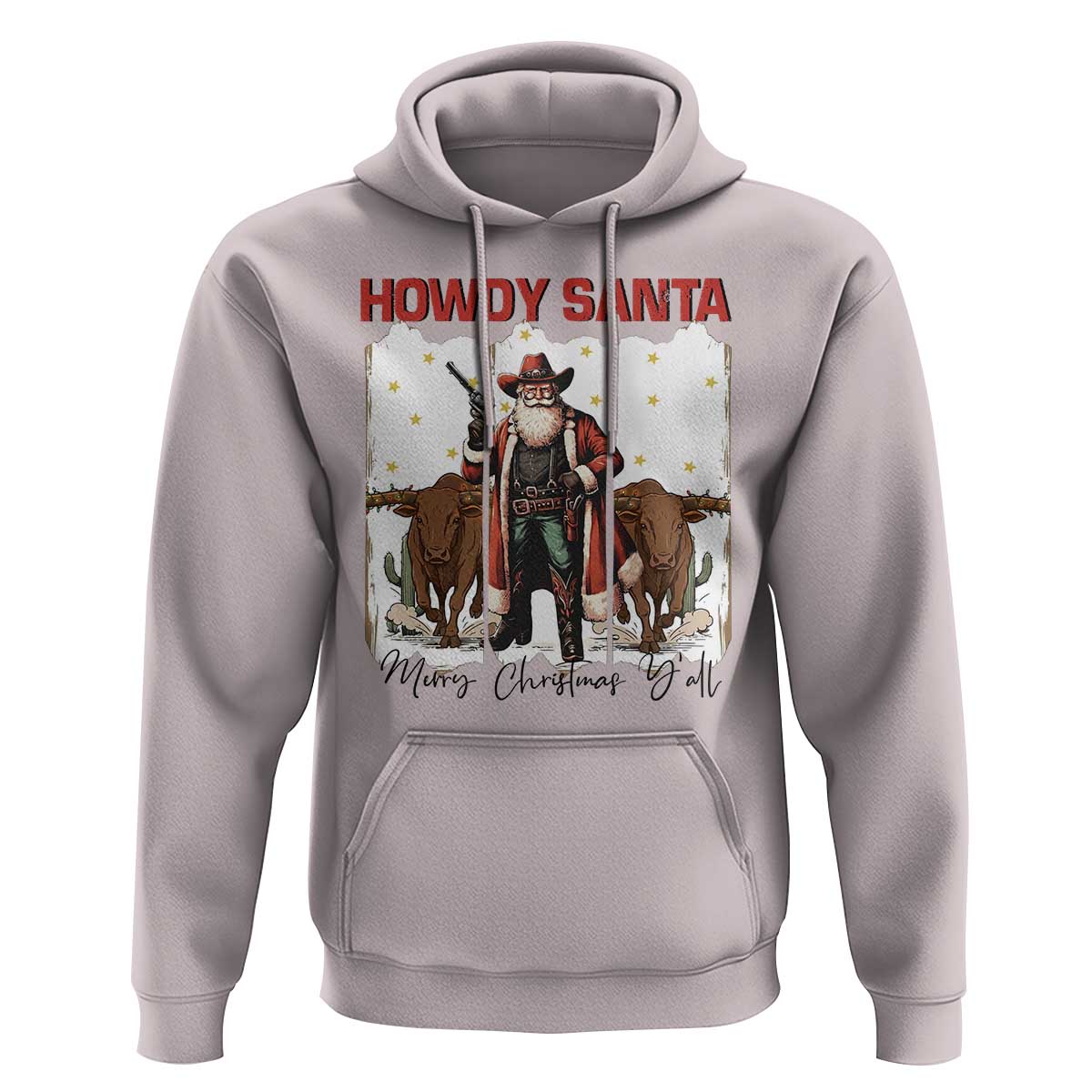 Howdy Santa Merry Christmas Y'all Hoodie Funny Western Bull Riding - Wonder Print Shop