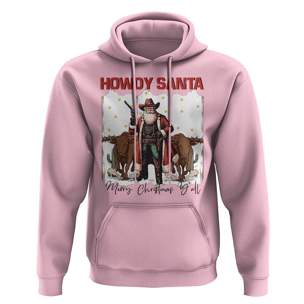 Howdy Santa Merry Christmas Y'all Hoodie Funny Western Bull Riding - Wonder Print Shop