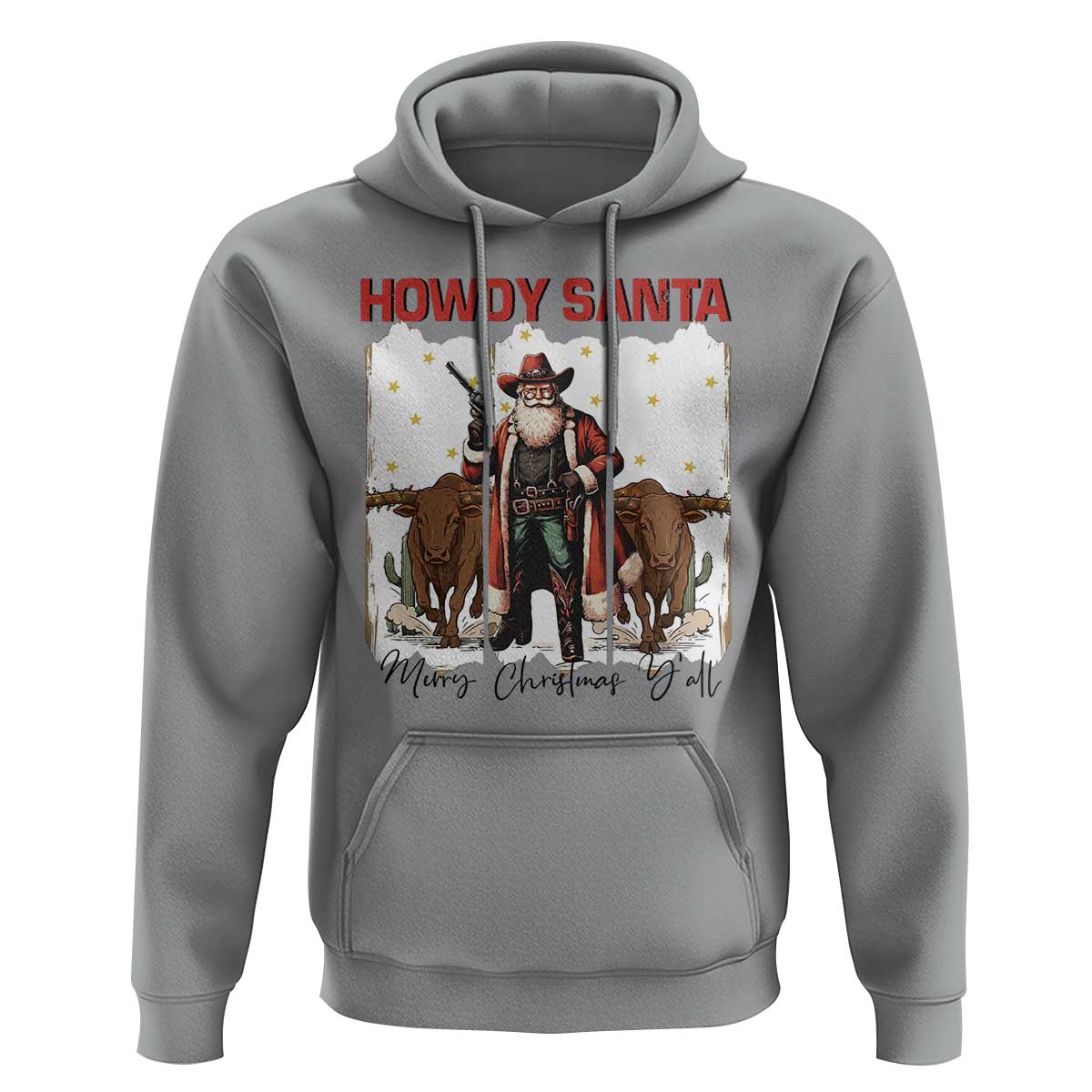 Howdy Santa Merry Christmas Y'all Hoodie Funny Western Bull Riding - Wonder Print Shop