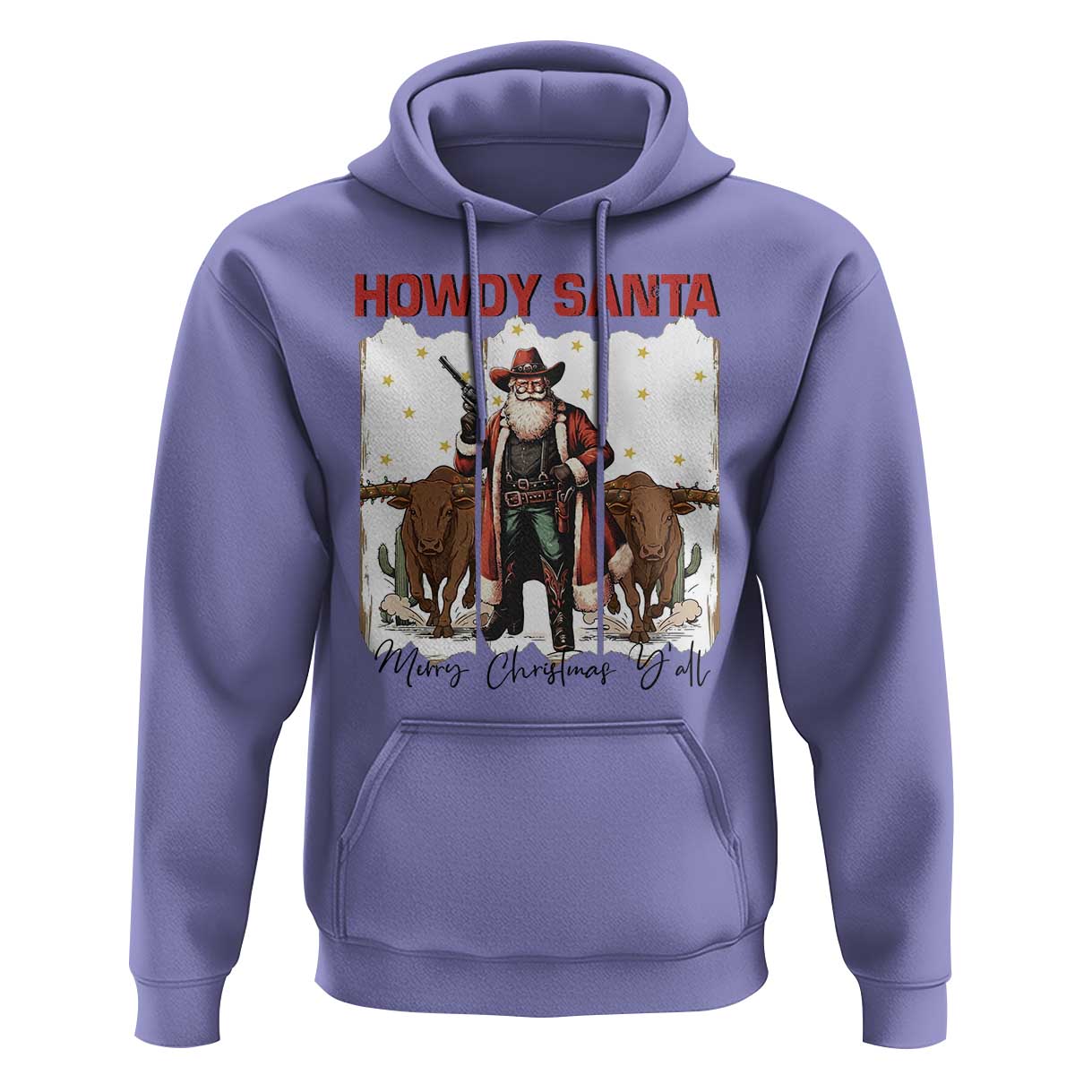 Howdy Santa Merry Christmas Y'all Hoodie Funny Western Bull Riding - Wonder Print Shop