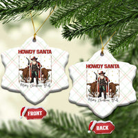 Howdy Santa Merry Christmas Y'all Ceramic Ornament Funny Western Bull Riding - Wonder Print Shop