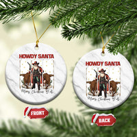 Howdy Santa Merry Christmas Y'all Ceramic Ornament Funny Western Bull Riding - Wonder Print Shop