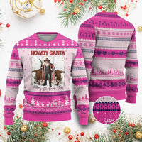 Howdy Santa Merry Xmas Y'all Ugly Christmas Sweater Funny Western Bull Riding - Wonder Print Shop