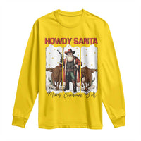 Howdy Santa Merry Christmas Y'all Long Sleeve Shirt Funny Western Bull Riding - Wonder Print Shop