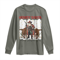 Howdy Santa Merry Christmas Y'all Long Sleeve Shirt Funny Western Bull Riding - Wonder Print Shop
