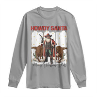 Howdy Santa Merry Christmas Y'all Long Sleeve Shirt Funny Western Bull Riding - Wonder Print Shop