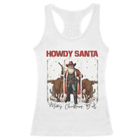 Howdy Santa Merry Christmas Y'all Racerback Tank Top Funny Western Bull Riding - Wonder Print Shop