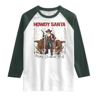 Howdy Santa Merry Christmas Y'all Raglan Shirt Funny Western Bull Riding - Wonder Print Shop