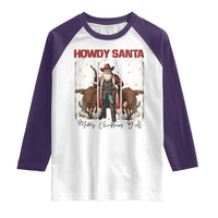 Howdy Santa Merry Christmas Y'all Raglan Shirt Funny Western Bull Riding - Wonder Print Shop