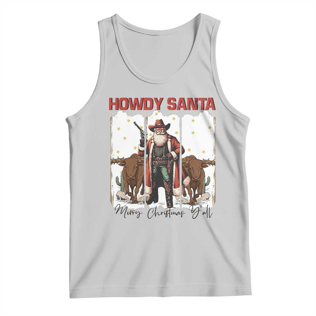 Howdy Santa Merry Christmas Y'all Tank Top Funny Western Bull Riding - Wonder Print Shop