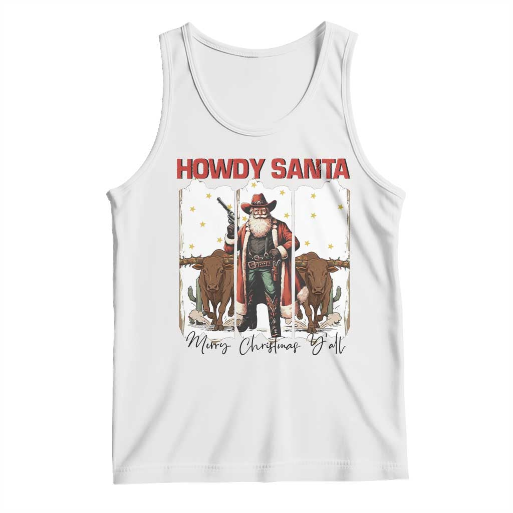 Howdy Santa Merry Christmas Y'all Tank Top Funny Western Bull Riding - Wonder Print Shop