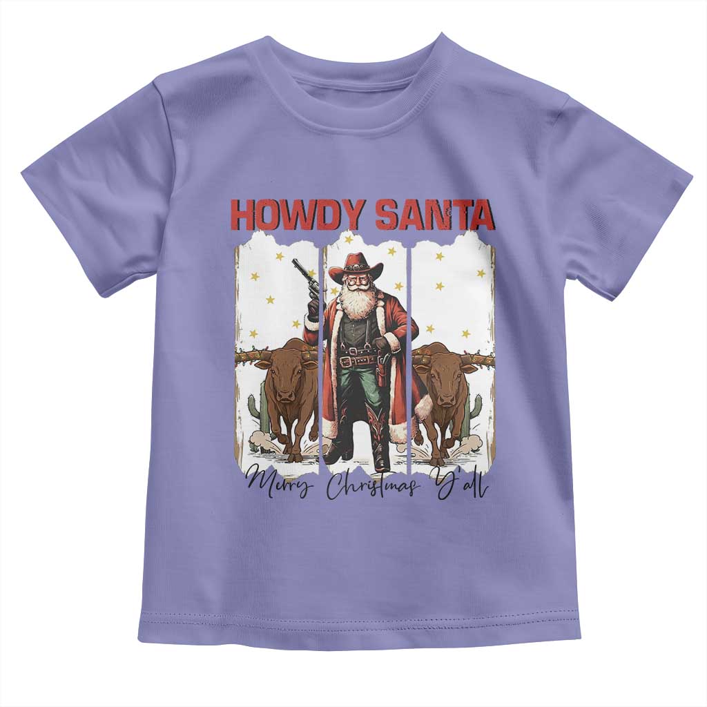 Howdy Santa Merry Christmas Y'all Toddler T Shirt Funny Western Bull Riding - Wonder Print Shop