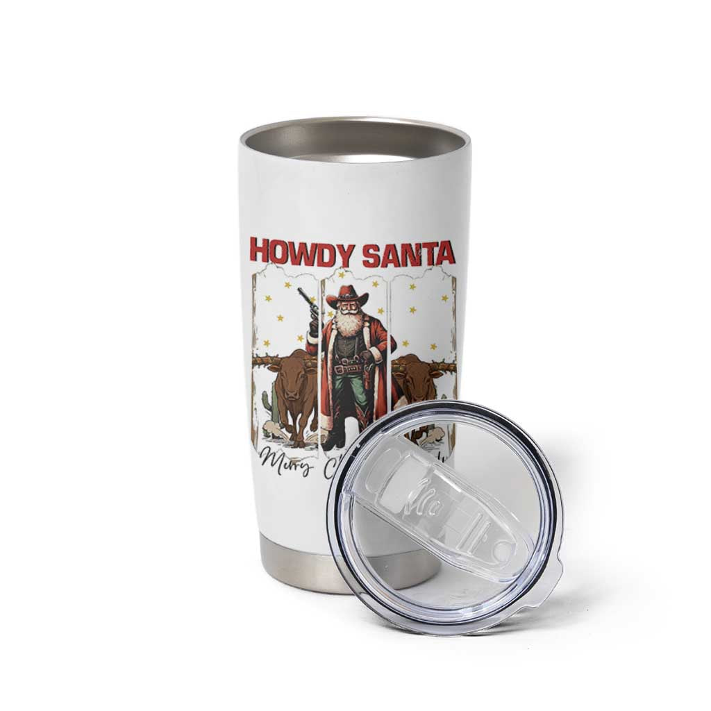 Howdy Santa Merry Christmas Y'all Tumbler Cup Funny Western Bull Riding - Wonder Print Shop