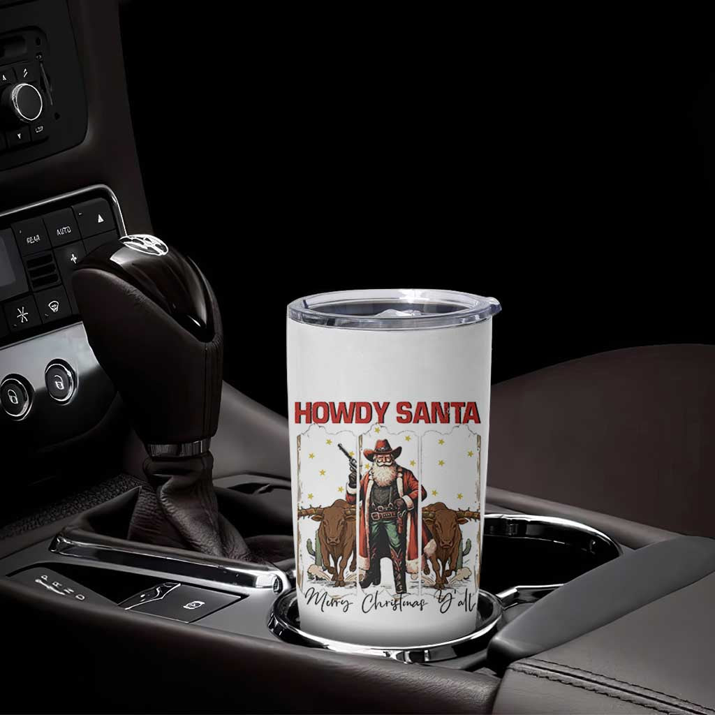 Howdy Santa Merry Christmas Y'all Tumbler Cup Funny Western Bull Riding - Wonder Print Shop