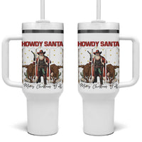 Howdy Santa Merry Christmas Y'all Tumbler With Handle Funny Western Bull Riding - Wonder Print Shop